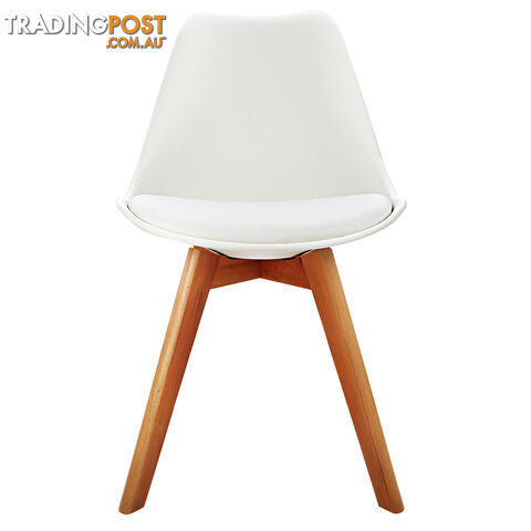 Set of 2 Dining Chair PU Leather Seat White