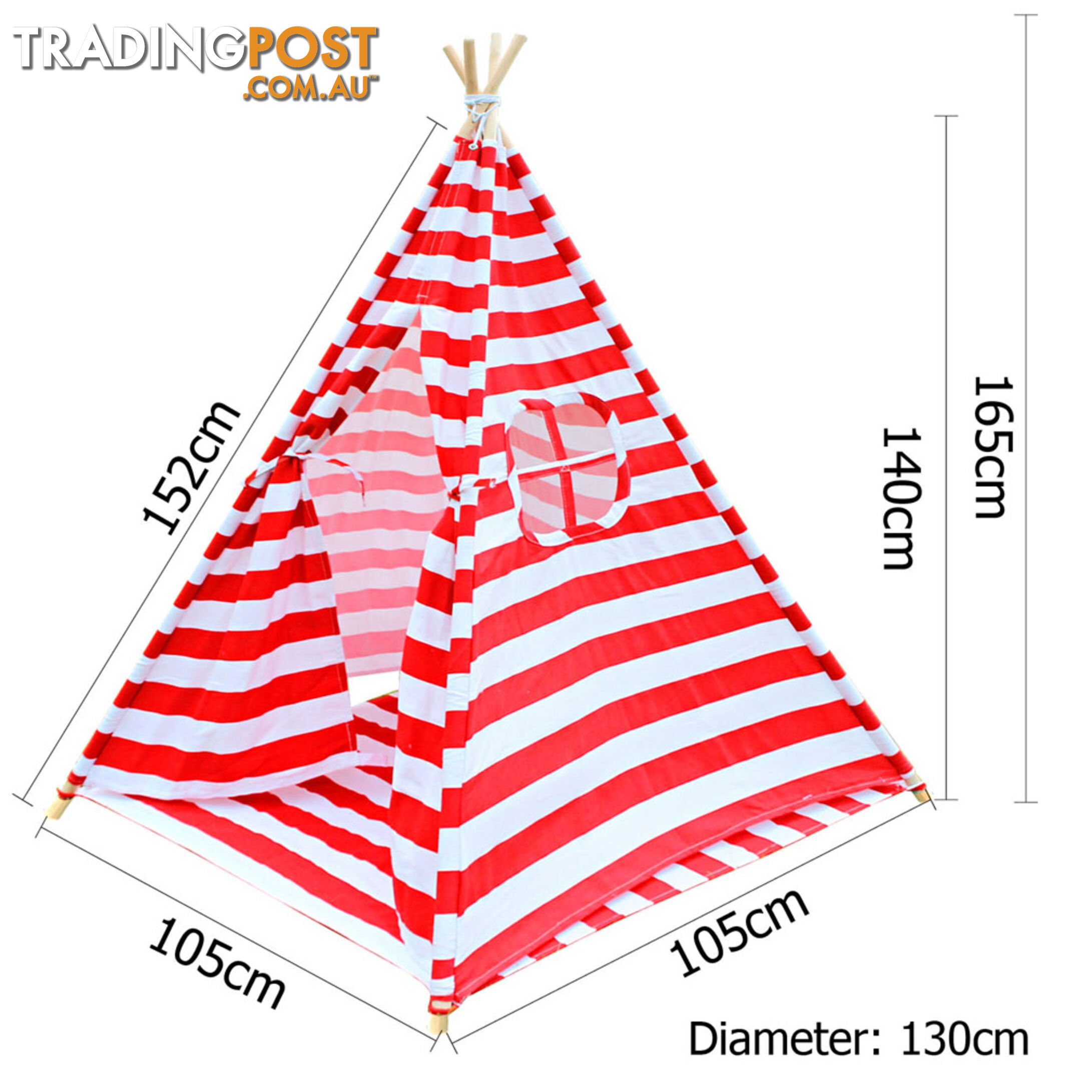 Kids Play Tent Children Canvas Teepee Pretend Playhouse Outdoor Indoor Tipi Red