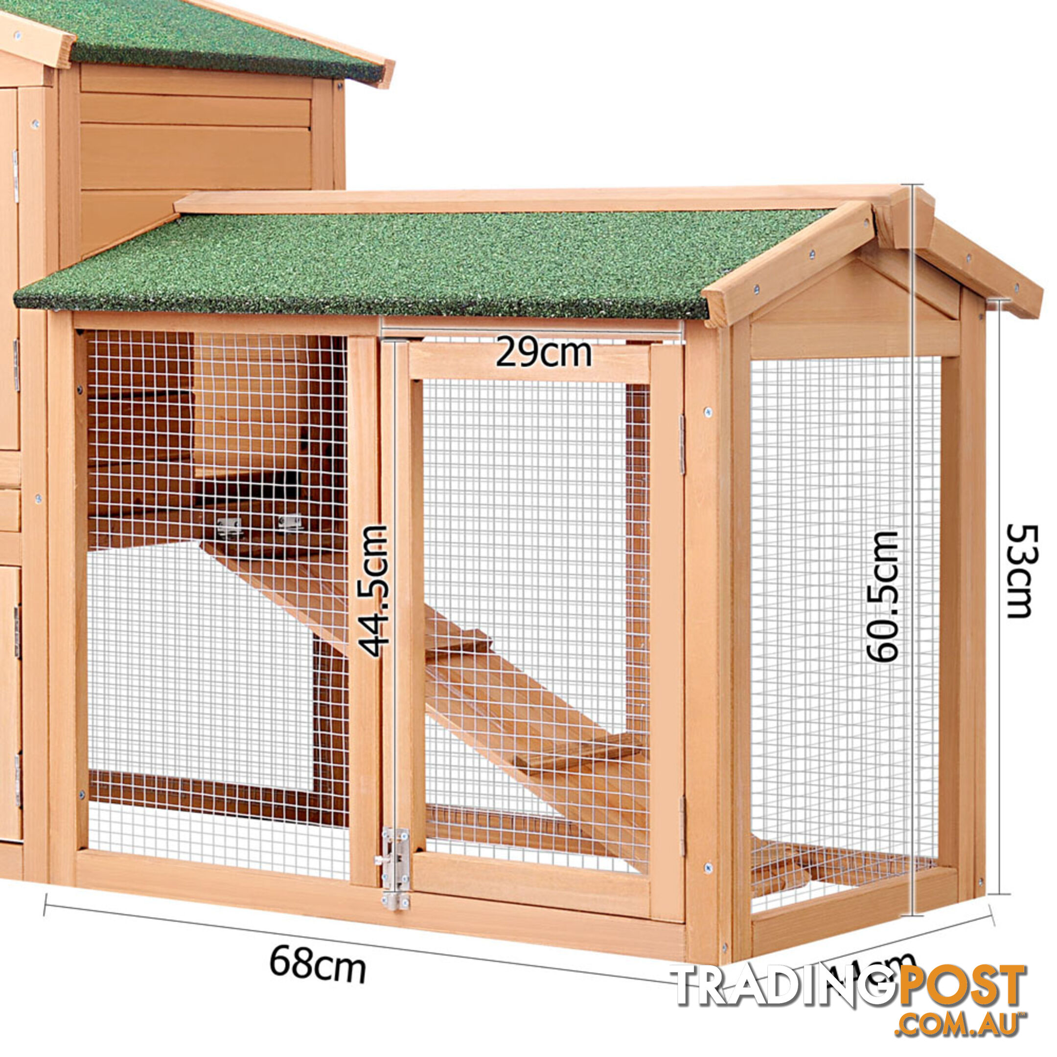 Rabbit Hutch Chicken Coop Cage Guinea Pig Ferret House With 2 Storeys Run