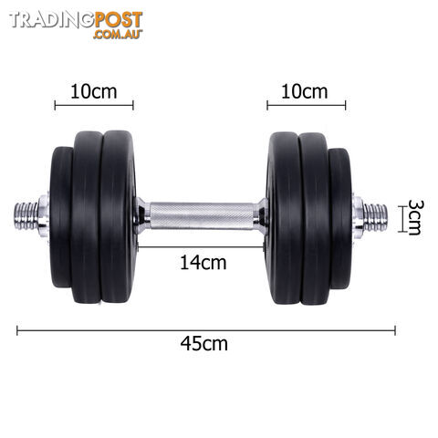 30KG Dumbbell Set Home Gym Fitness Exercise Body Workout Adjustable Weights