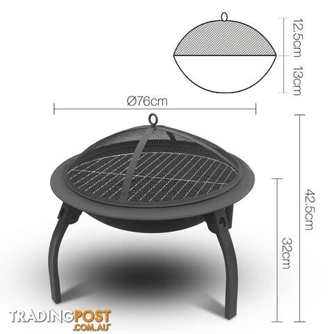 30 Inch Outdoor Garden Camping Portable Foldable Fire Pit BBQ Fireplace