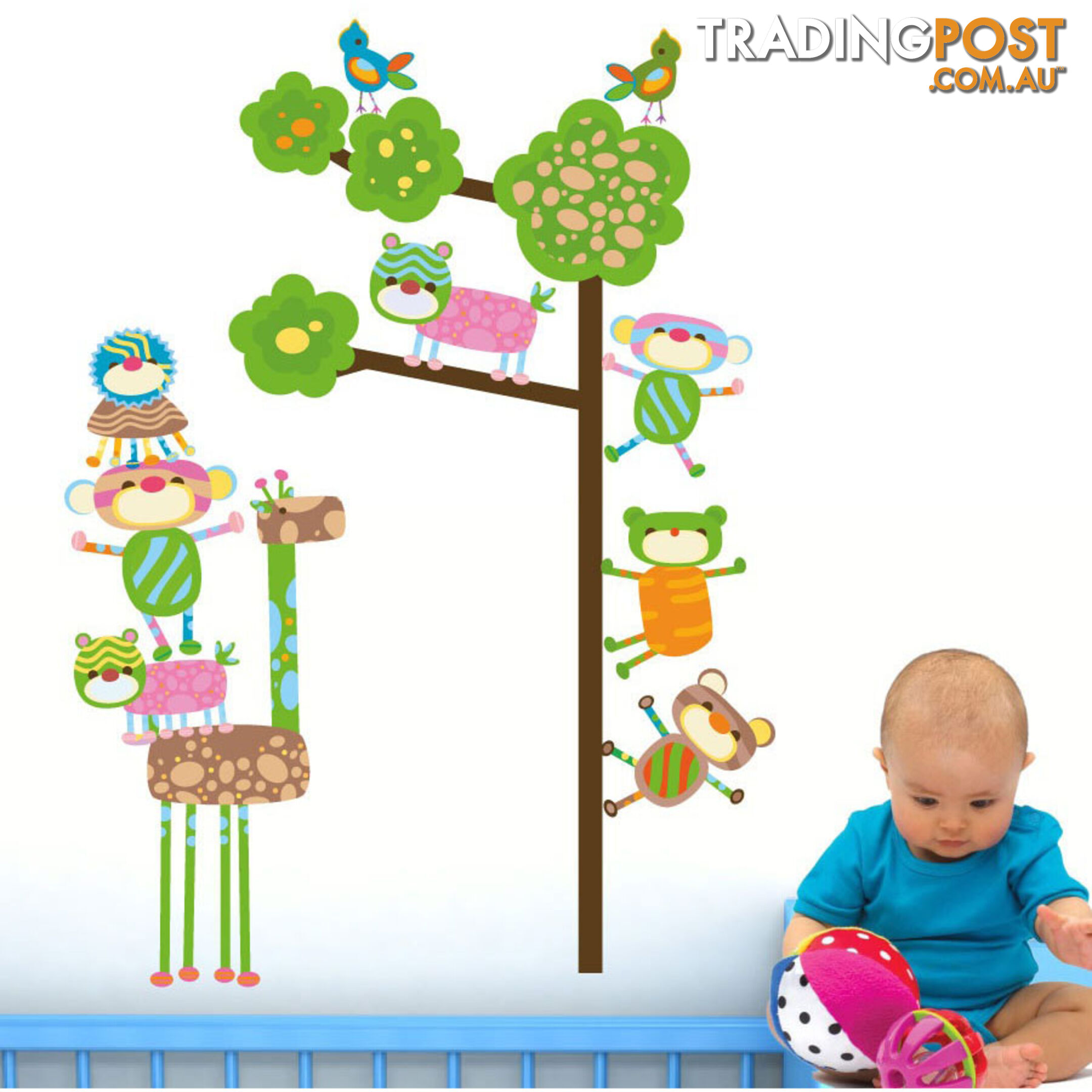 Large Size Funky Monkeys in a Tree Wall Stickers  - Totally movable