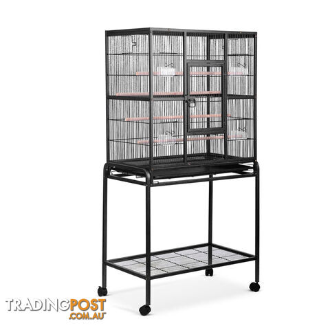 Pet Parrot Aviary Bird Cage Wheels Stand 160cm Black