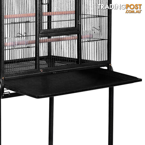 Pet Parrot Aviary Bird Cage Wheels Stand 160cm Black