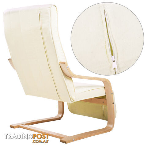 Birch Bentwood Adjustable Lounge Arm Chair w/ Fabric Cushion Beige