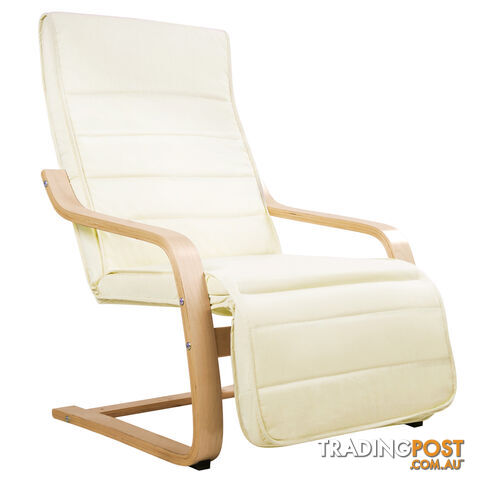 Birch Bentwood Adjustable Lounge Arm Chair w/ Fabric Cushion Beige