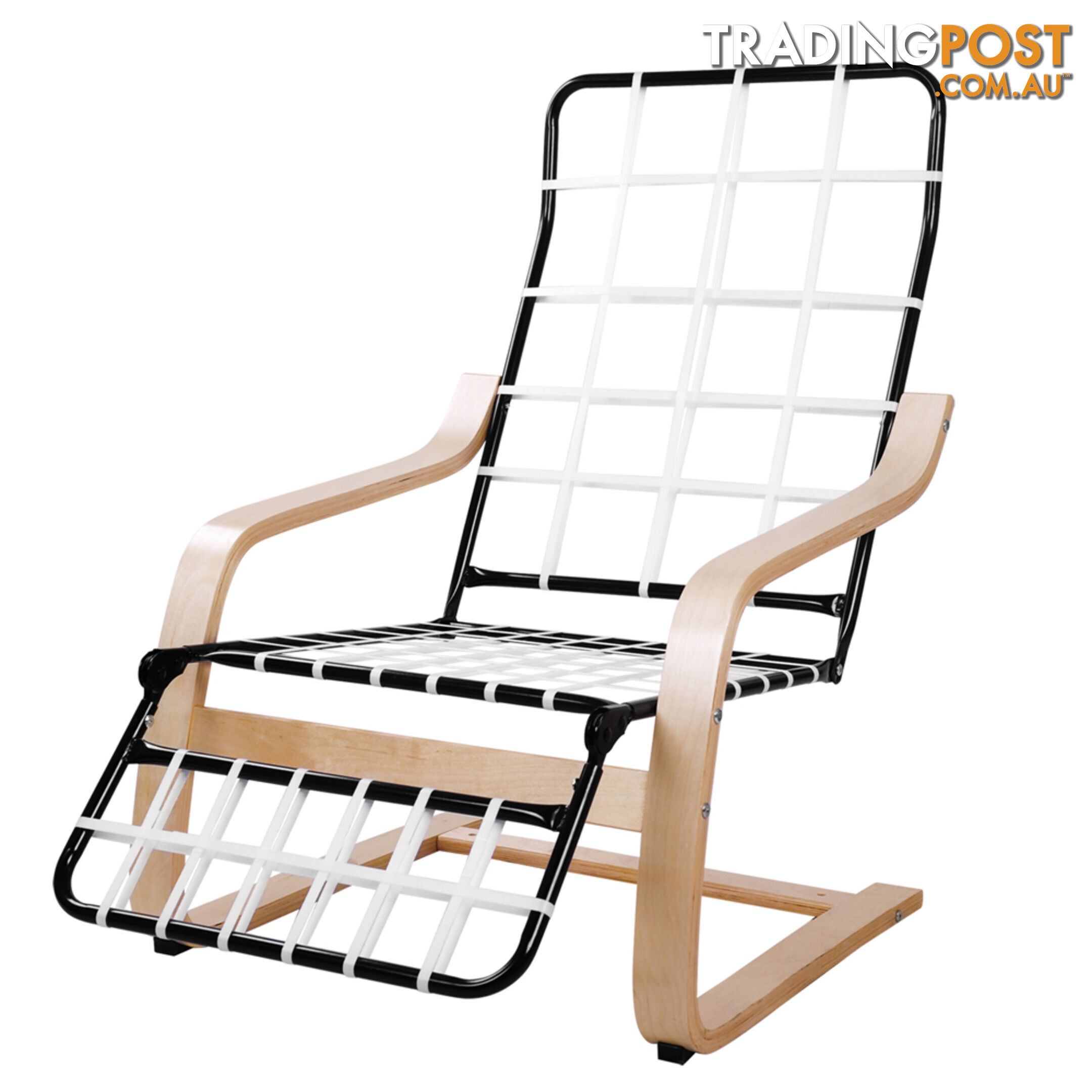 Birch Bentwood Adjustable Lounge Arm Chair w/ Fabric Cushion Beige