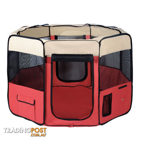 XL Portable Pet Playpen 8 Panels Dog Puppy Cat Exercise Soft Cage Crate Tent Red