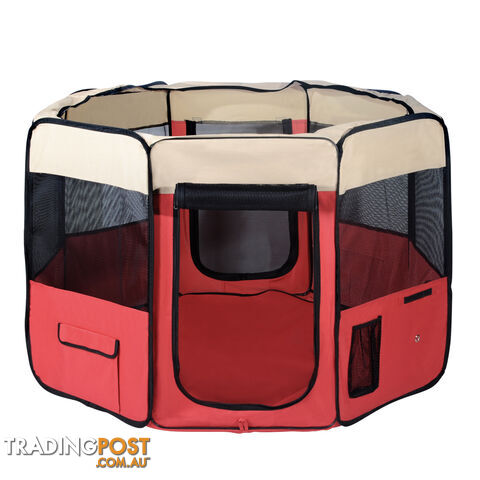 XL Portable Pet Playpen 8 Panels Dog Puppy Cat Exercise Soft Cage Crate Tent Red