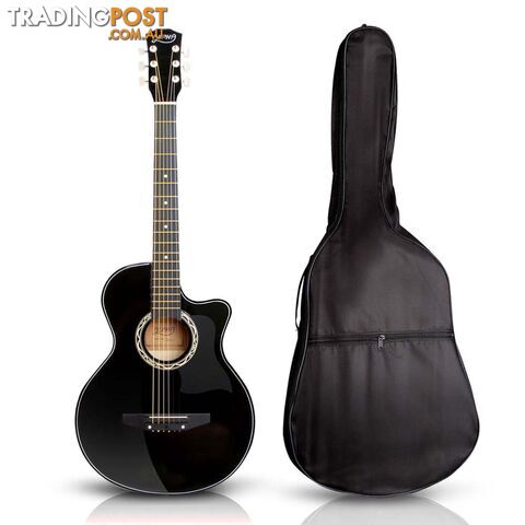 38 Inch Wooden Acoustic Guitar Black