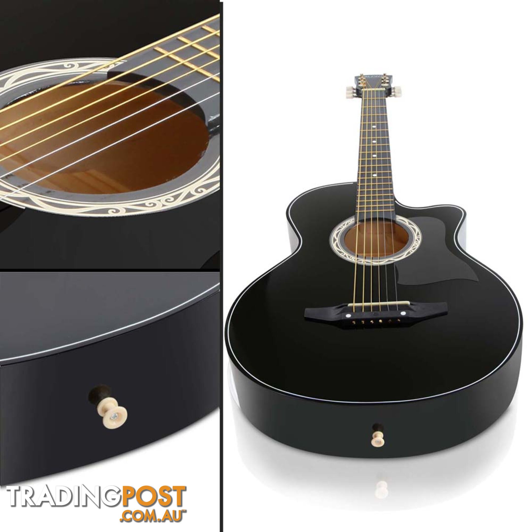 38 Inch Wooden Acoustic Guitar Black