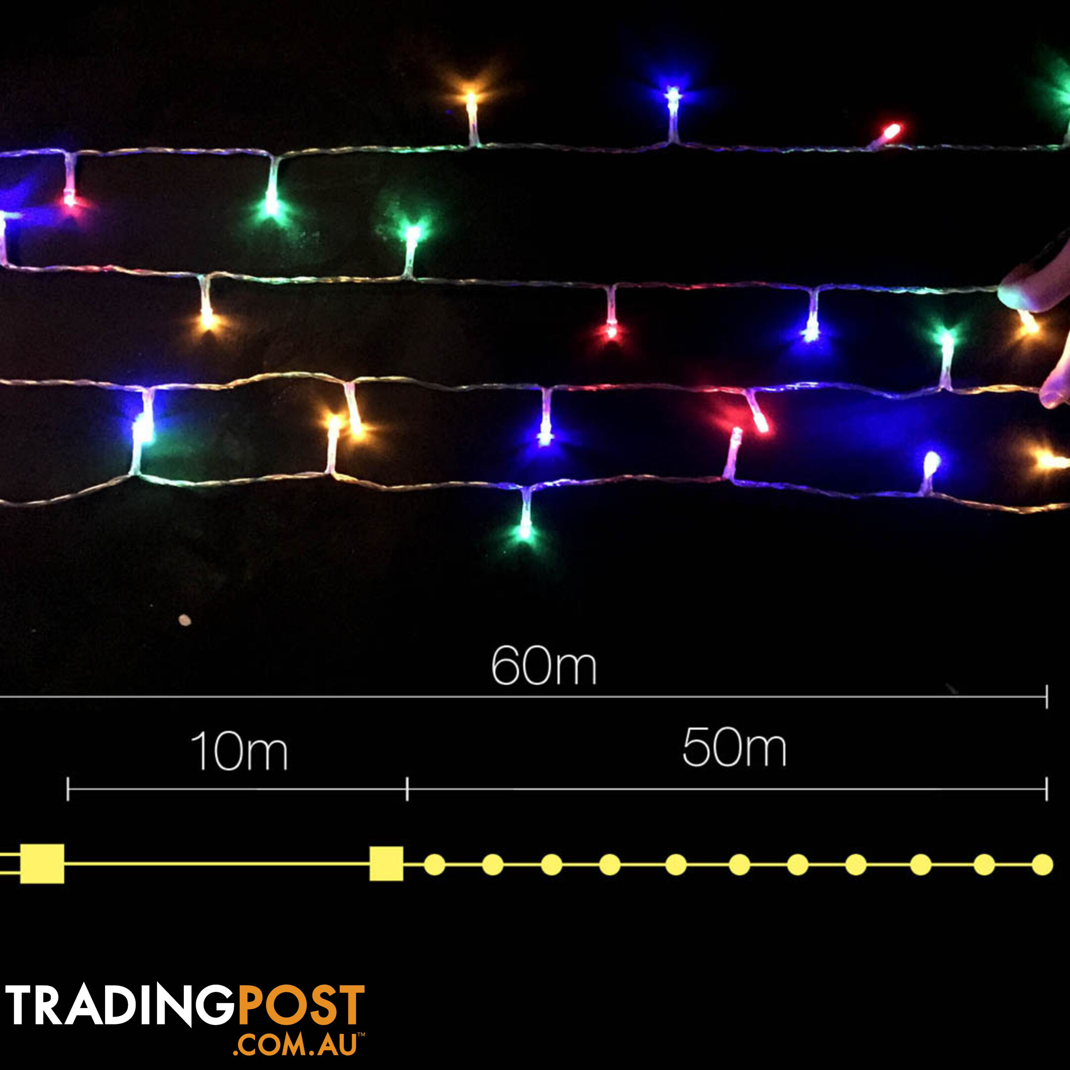 500 LED Fairy Lights Outdoor Christmas Wedding String Party Light Multi Colour