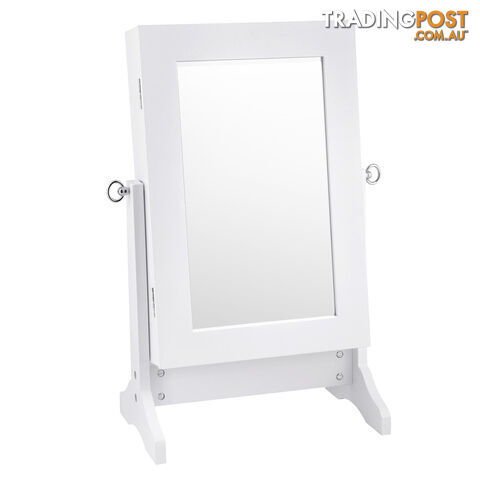 Table top Jewellery Cabinet w/ Mirror White