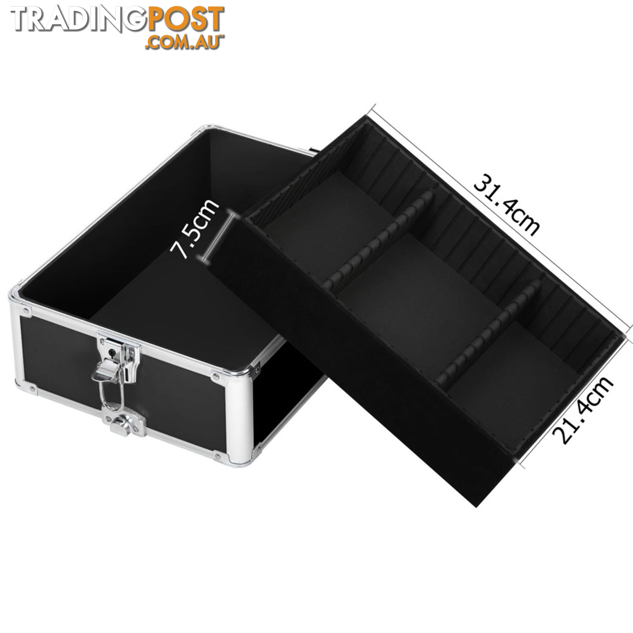7in1 Black Aluminium Frame Professional Beauty Makeup Trolley Cosmetic Case Box