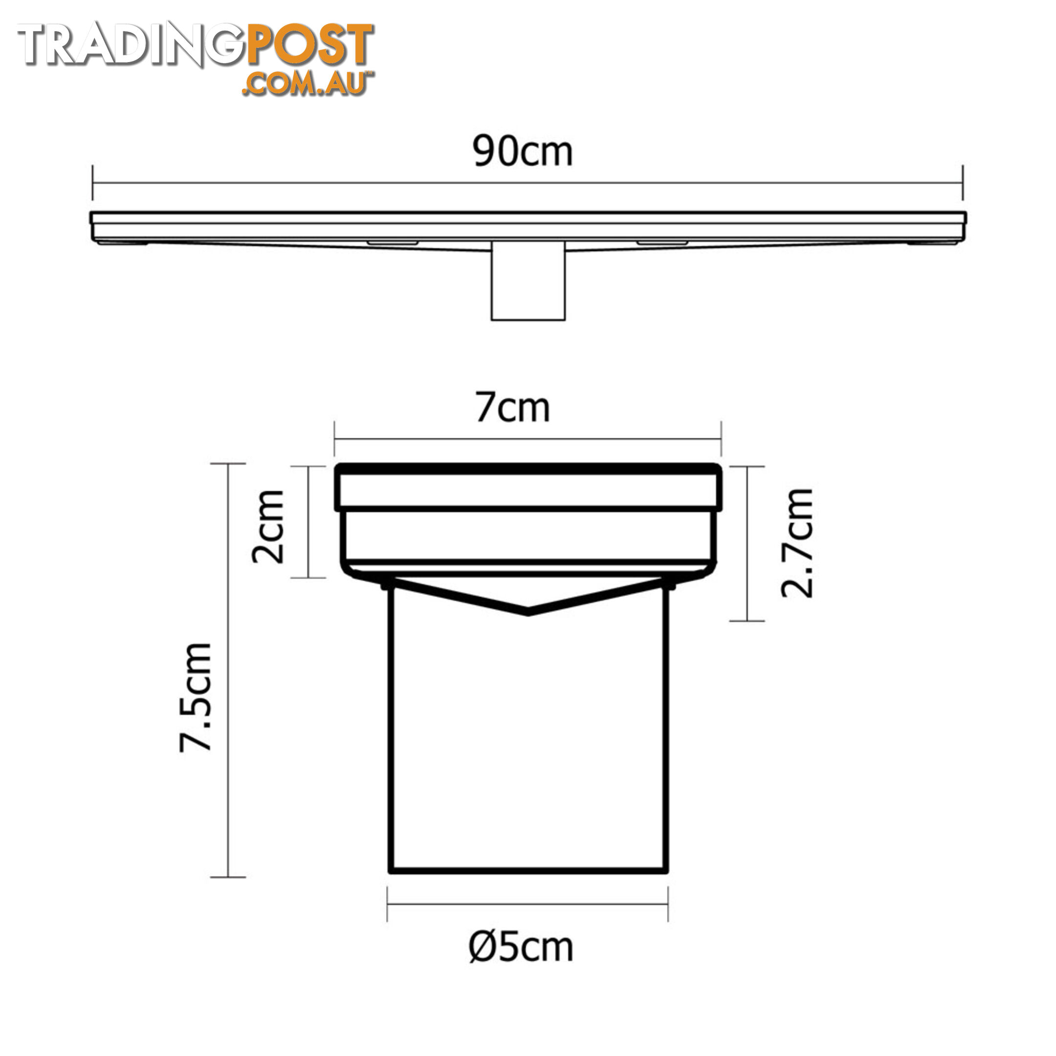 Heelguard Stainless Steel Shower Grate Waste Linear Bathroom Drain Floor 900mm