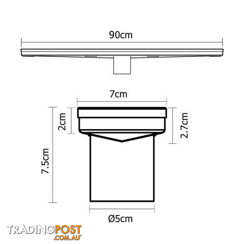 Heelguard Stainless Steel Shower Grate Waste Linear Bathroom Drain Floor 900mm