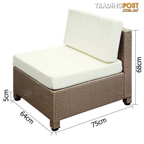Outdoor Lounge 6 Seater Garden Furniture Wicker 7pcs Rattan Sofa Setting Beige