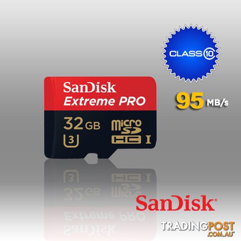 Sandisk 32GB Memory Card Extreme Pro MicroSDHC UHS-I CLASS 10 95mb/S