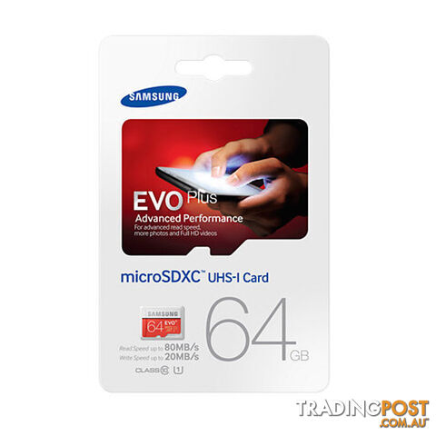 Samsung EVO PLUS 64GB Micro SD Memory Card 80R/20W MB-MC64D