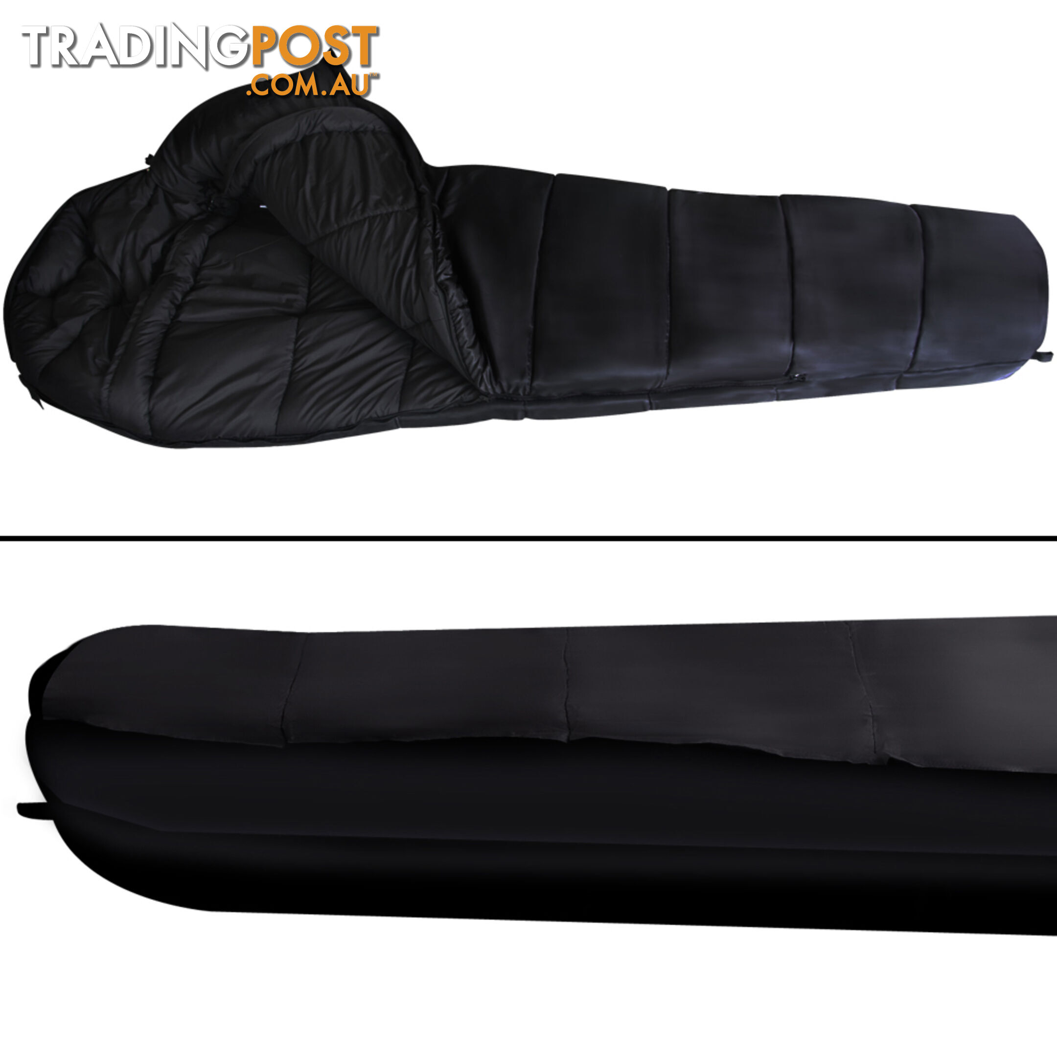 Single Sleeping Bag Outdoor Camping Tent Hiking Thermal Black Free Bag