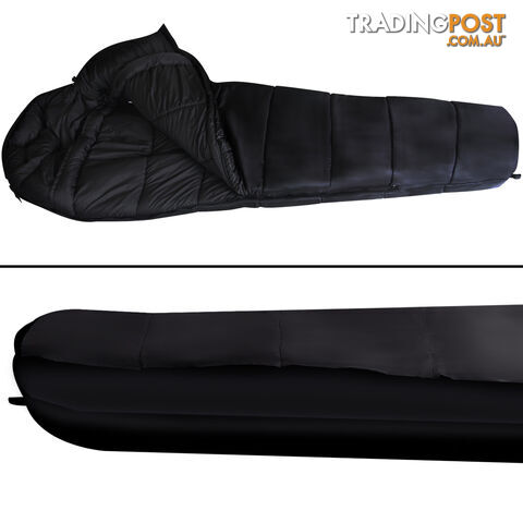 Single Sleeping Bag Outdoor Camping Tent Hiking Thermal Black Free Bag