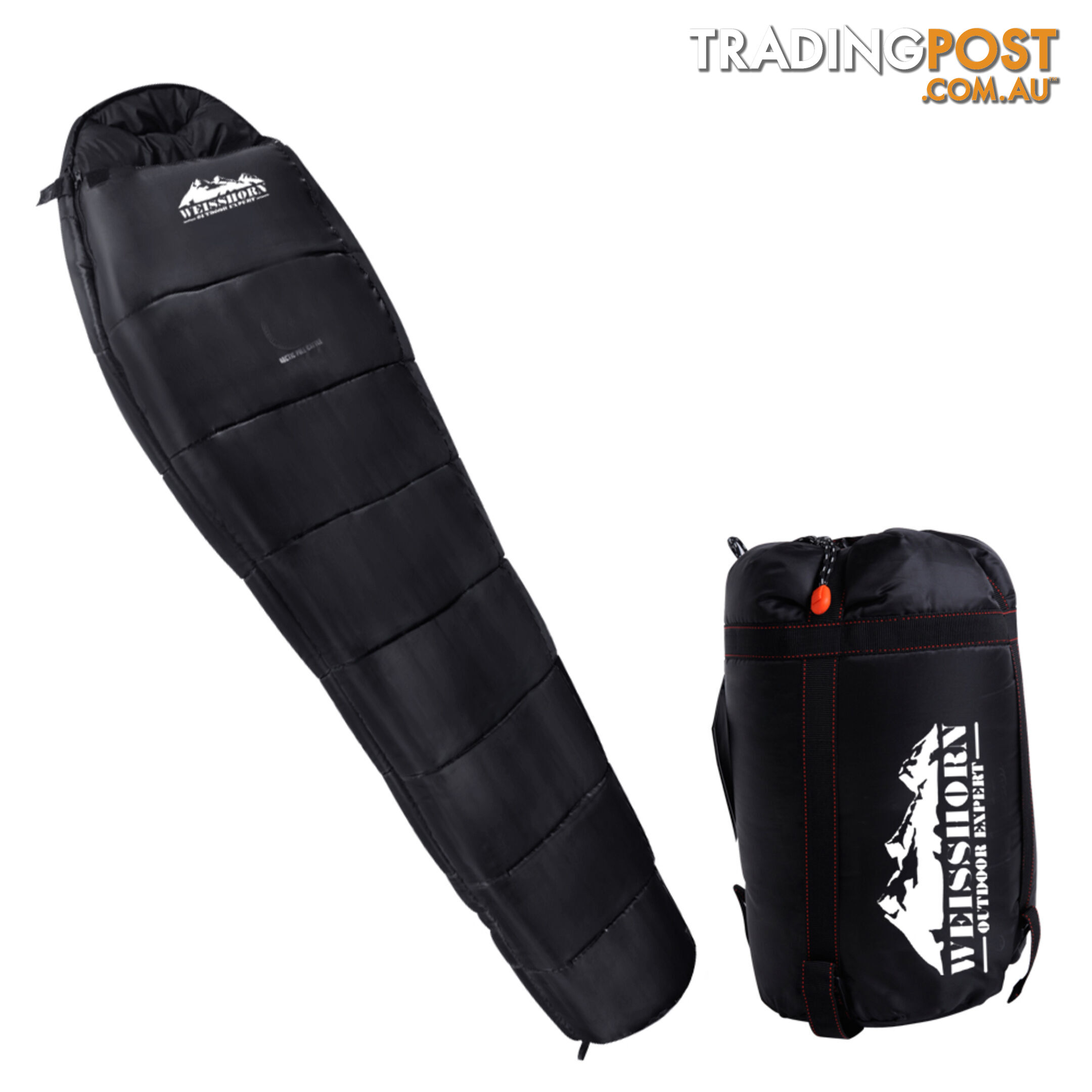 Single Sleeping Bag Outdoor Camping Tent Hiking Thermal Black Free Bag