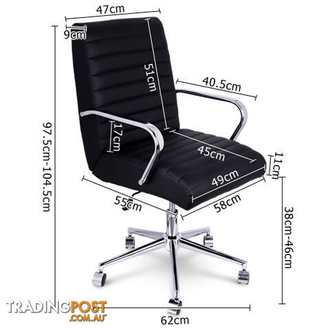 PU Leather Office Chair Home Computer Desk Lounge Black