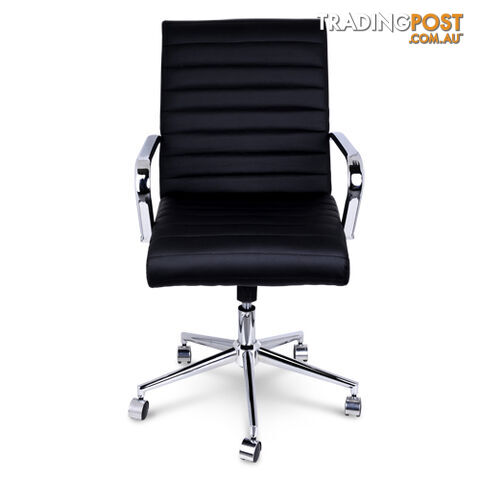 PU Leather Office Chair Home Computer Desk Lounge Black