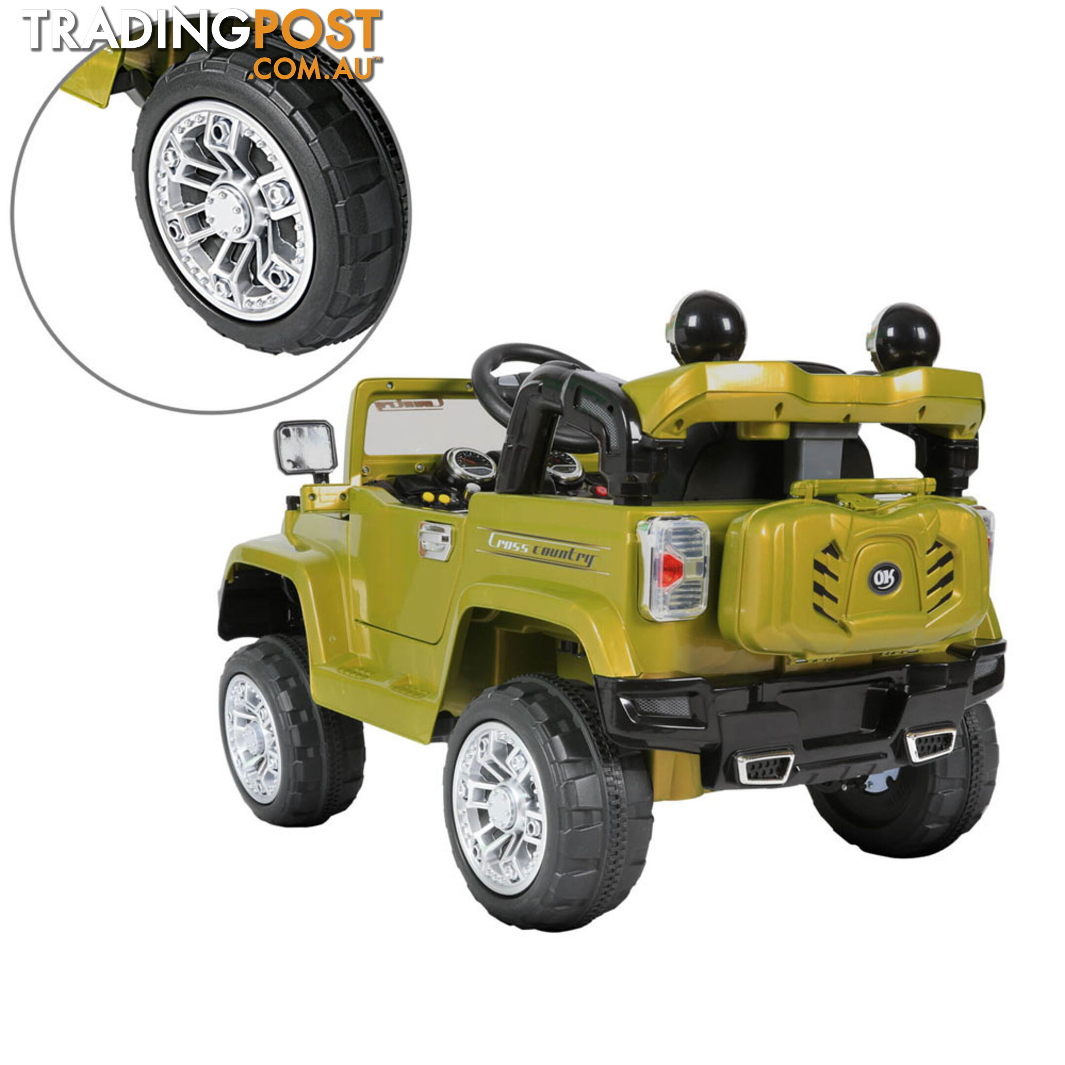 Kids Ride on Car Manual Jeep Children Sports Remote Control Electric Toys Green