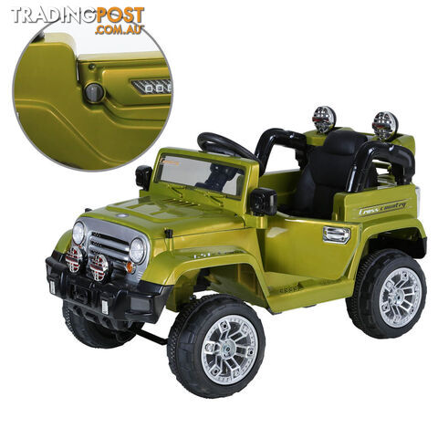 Kids Ride on Car Manual Jeep Children Sports Remote Control Electric Toys Green