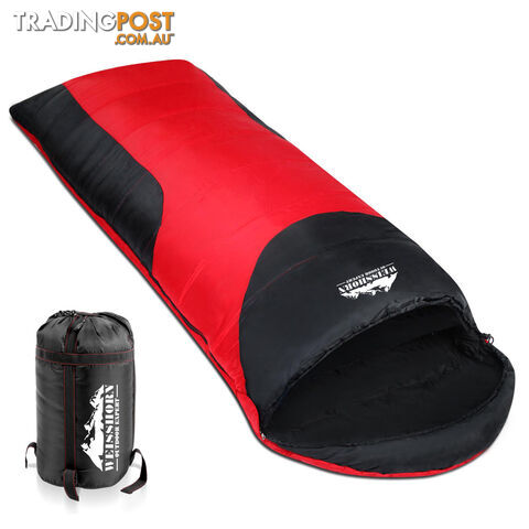 Single Camping Sleeping Bag Outdoor Thermal Tent Hiking Winter -10_ Red Black