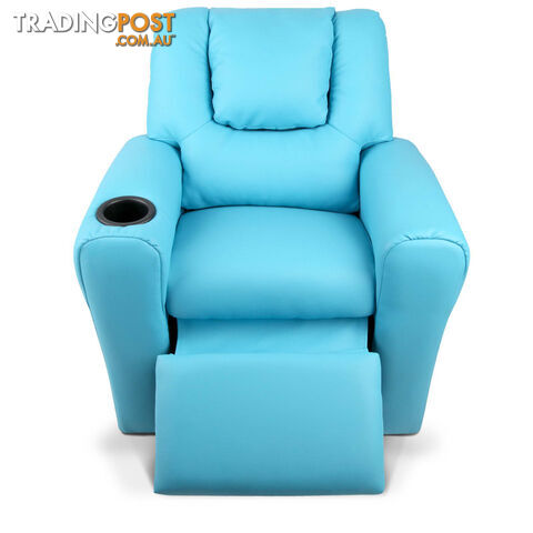 Premium Children PU Leather Sofa Kids Recliner Lounge Padded Arm Chair Blue