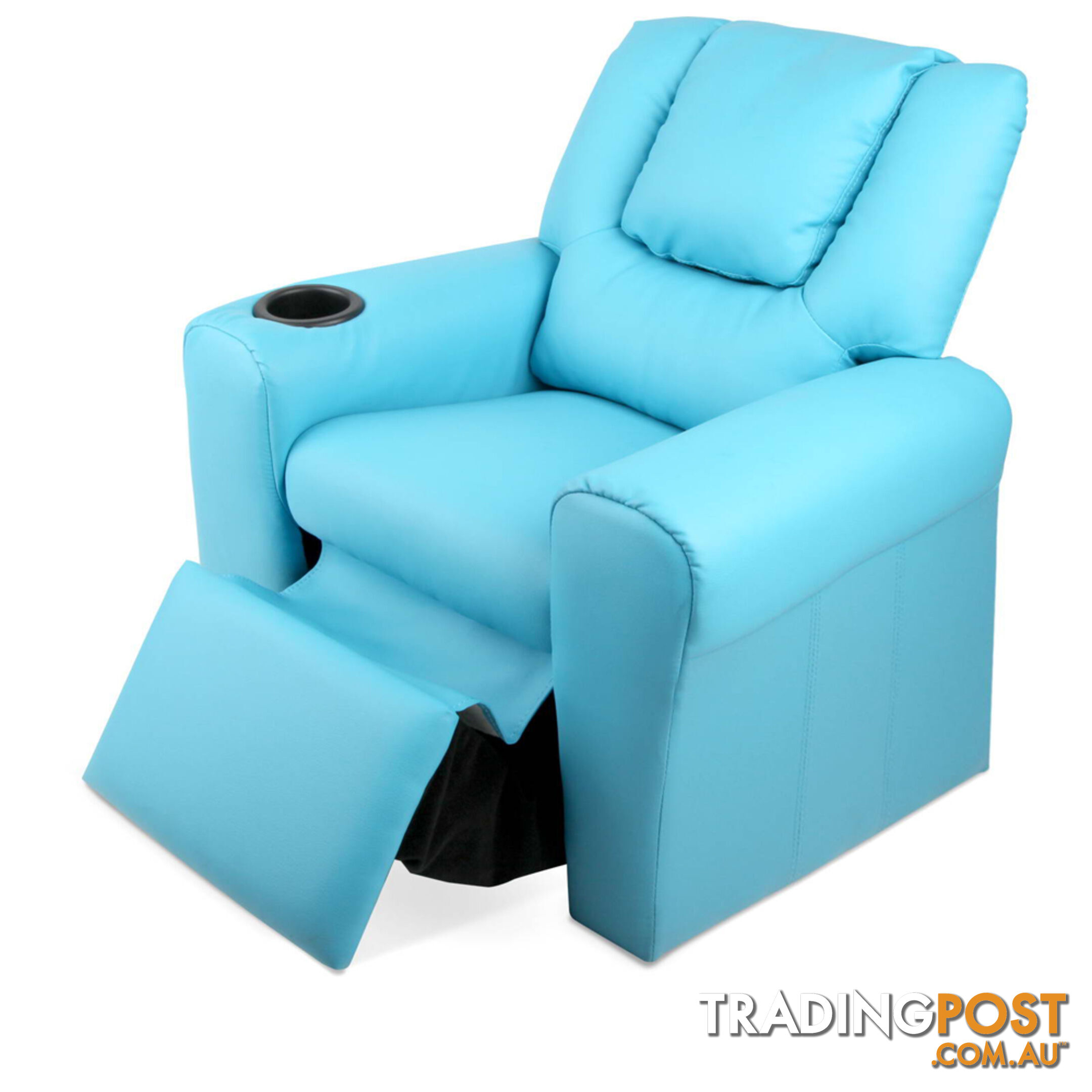 Premium Children PU Leather Sofa Kids Recliner Lounge Padded Arm Chair Blue