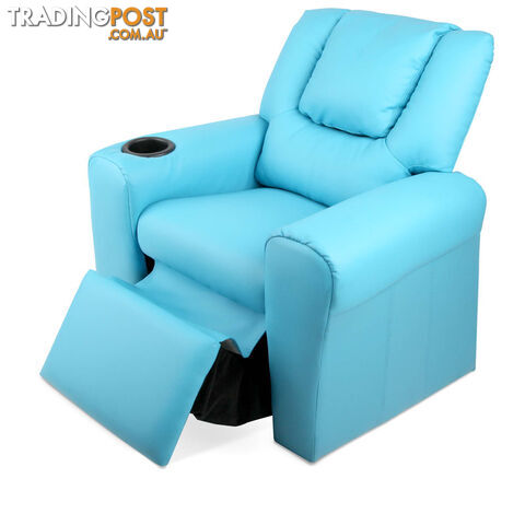 Premium Children PU Leather Sofa Kids Recliner Lounge Padded Arm Chair Blue