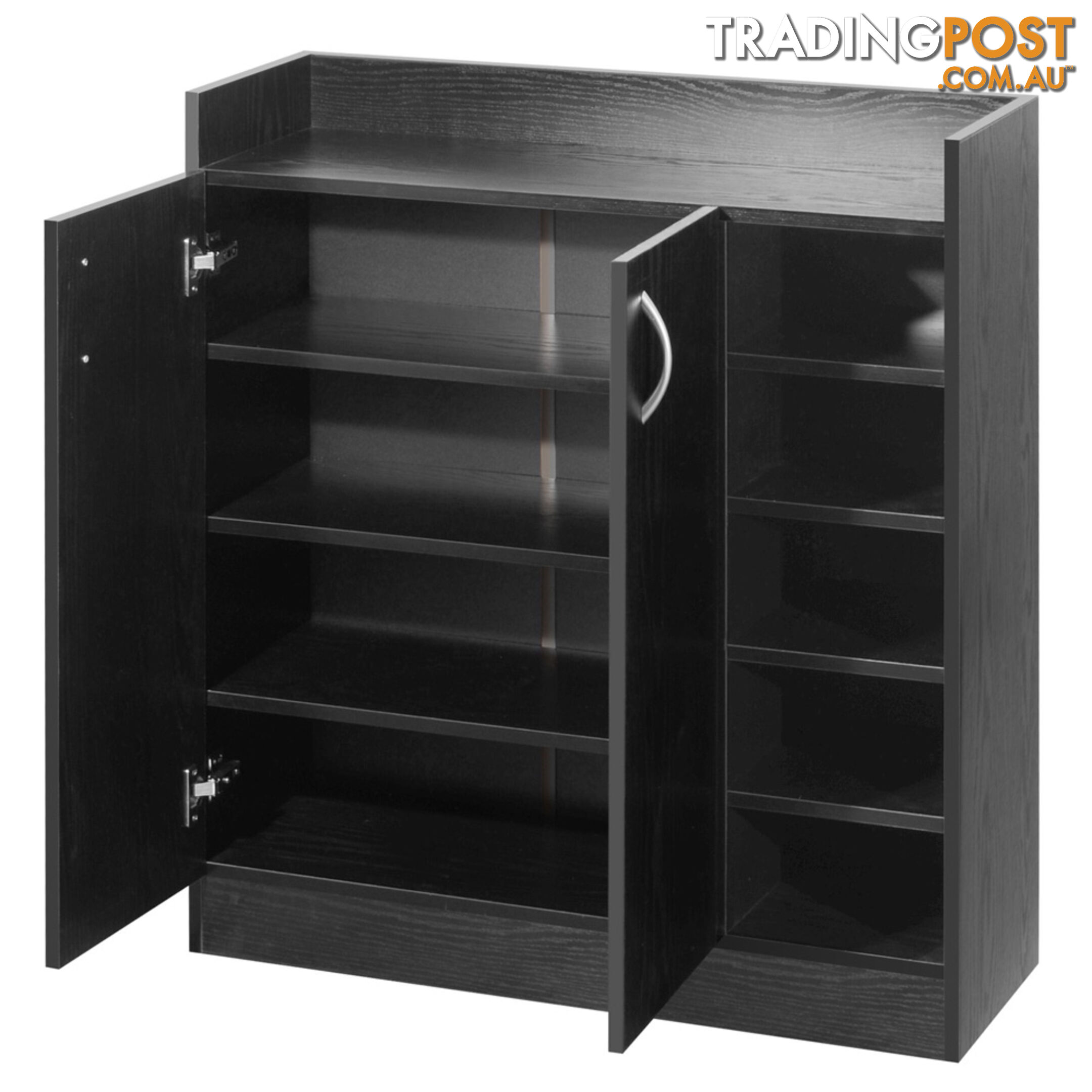 2 Doors Shoe Cabinet Storage Cupboard Black