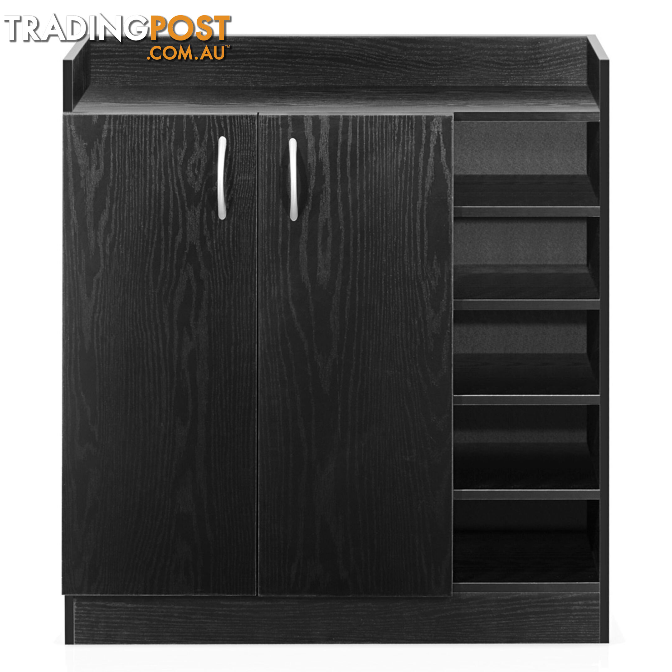 2 Doors Shoe Cabinet Storage Cupboard Black