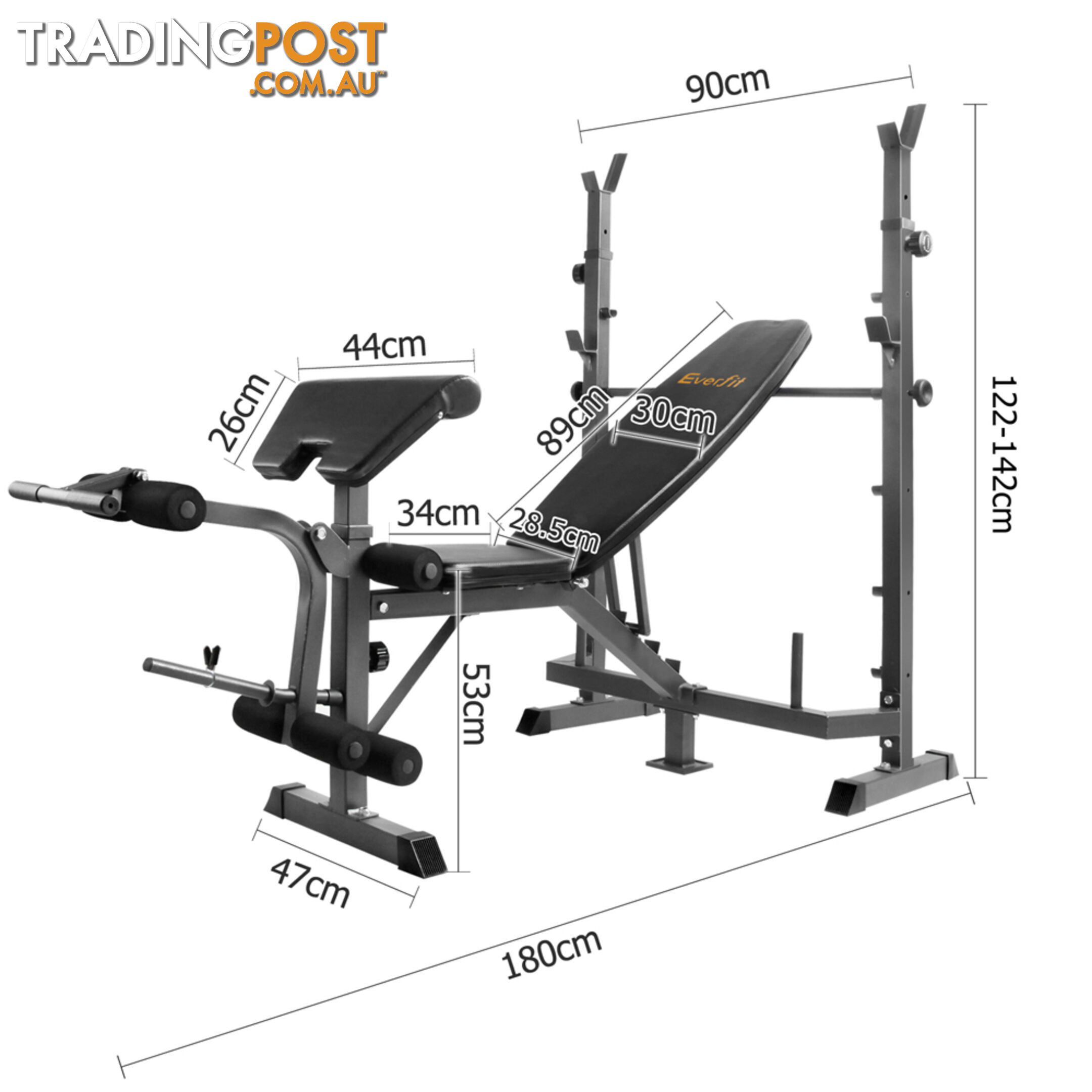 Multi Functional Weight Fitness Bench Exercise Home Gym Equipment Black