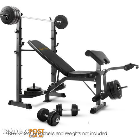 Multi Functional Weight Fitness Bench Exercise Home Gym Equipment Black