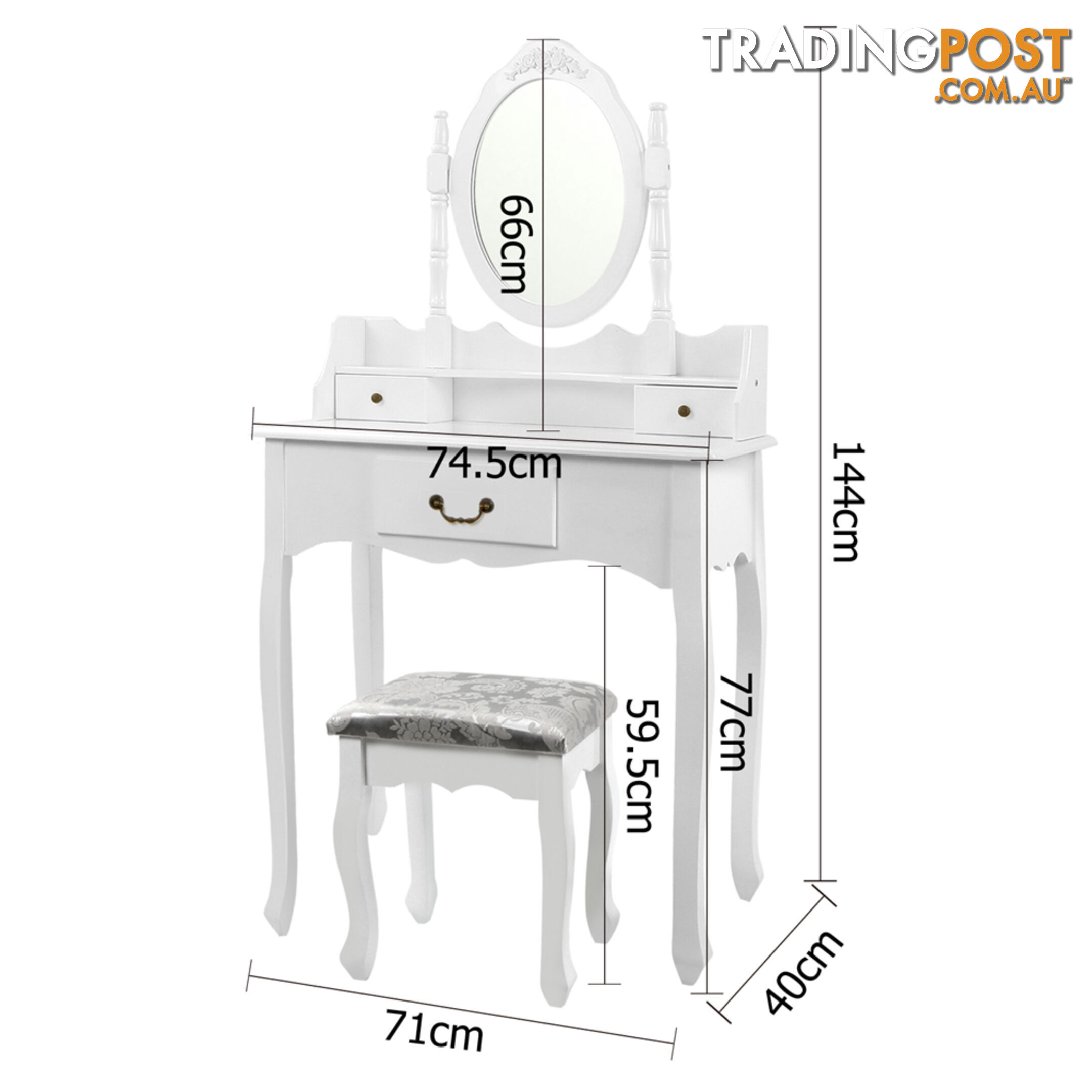 3 Drawer Dressing Table With Mirror White