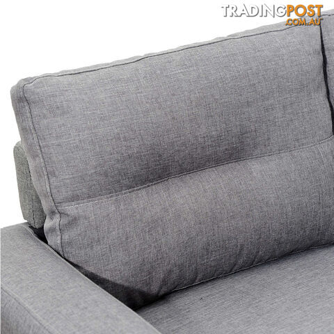 4 Seater Linen Fabric Sofa Couch w/ ottoman Grey