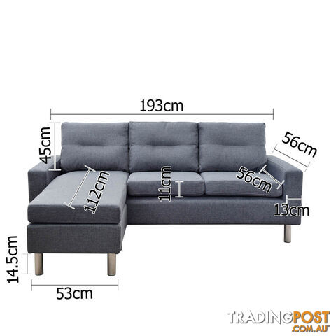 4 Seater Linen Fabric Sofa Couch w/ ottoman Grey