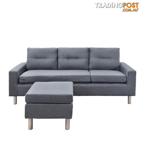 4 Seater Linen Fabric Sofa Couch w/ ottoman Grey