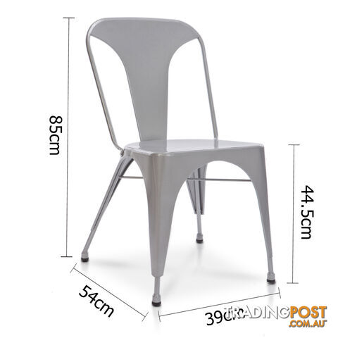 Set of 2 Steel Dining Chair Silver