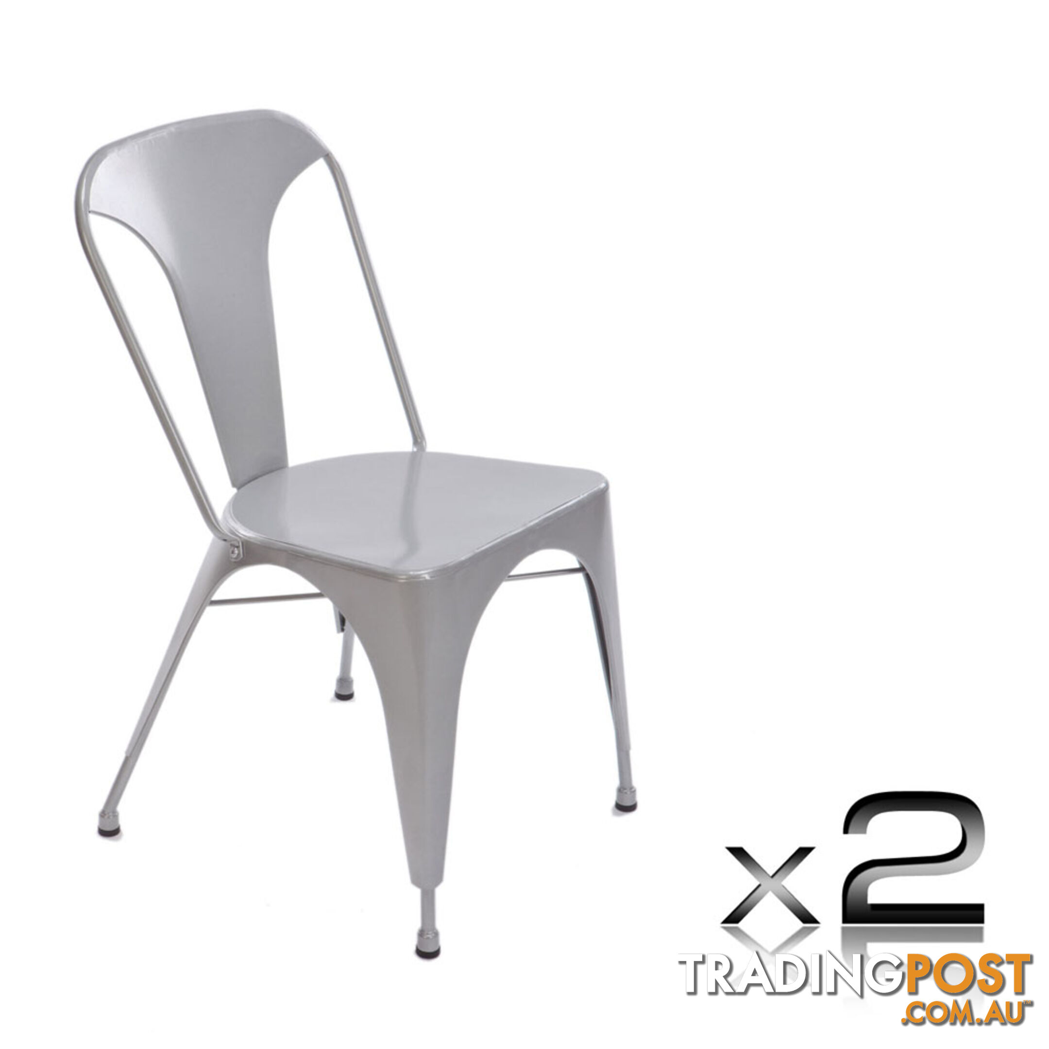 Set of 2 Steel Dining Chair Silver