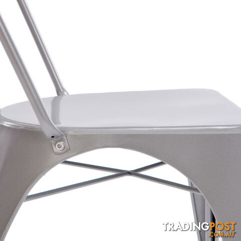 Set of 2 Steel Dining Chair Silver