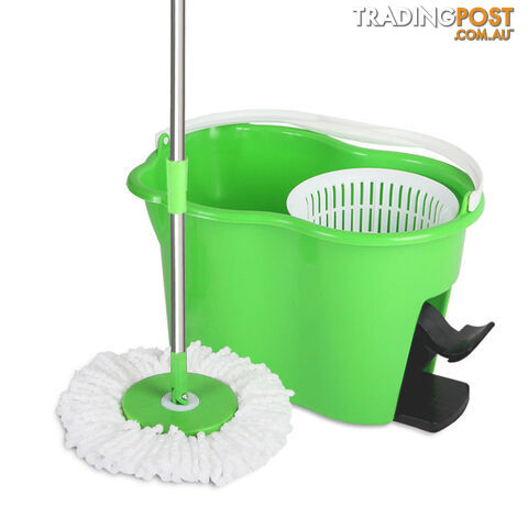 360 Degree Rotate Microfibre Spinning Mop 5L Spin Dry Bucket 2 Free Mop Heads GR