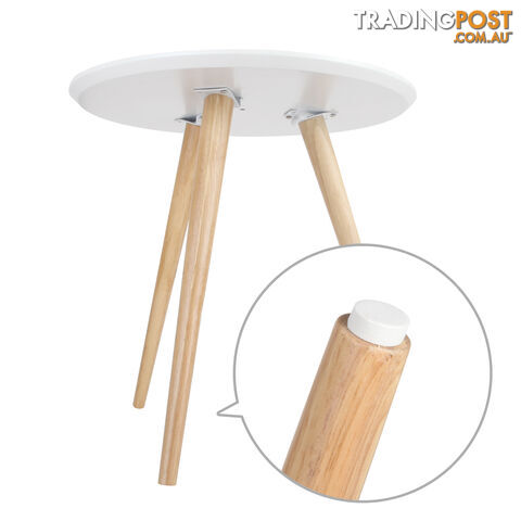 Round Bedside Coffee Table w/ Rubber Wood Legs