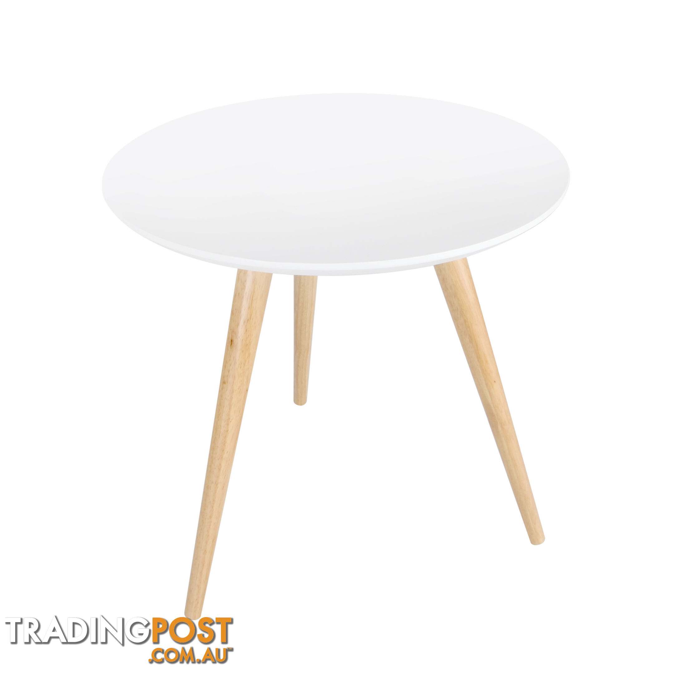 Round Bedside Coffee Table w/ Rubber Wood Legs