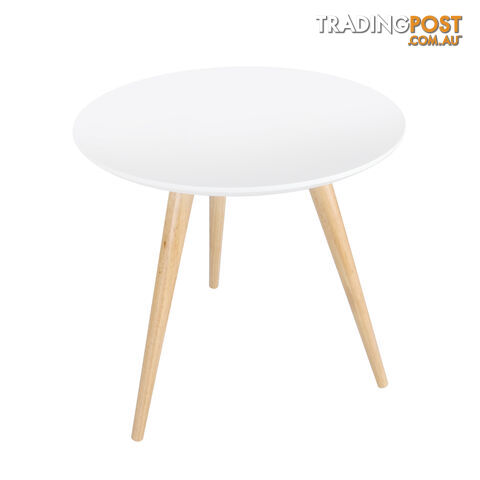 Round Bedside Coffee Table w/ Rubber Wood Legs