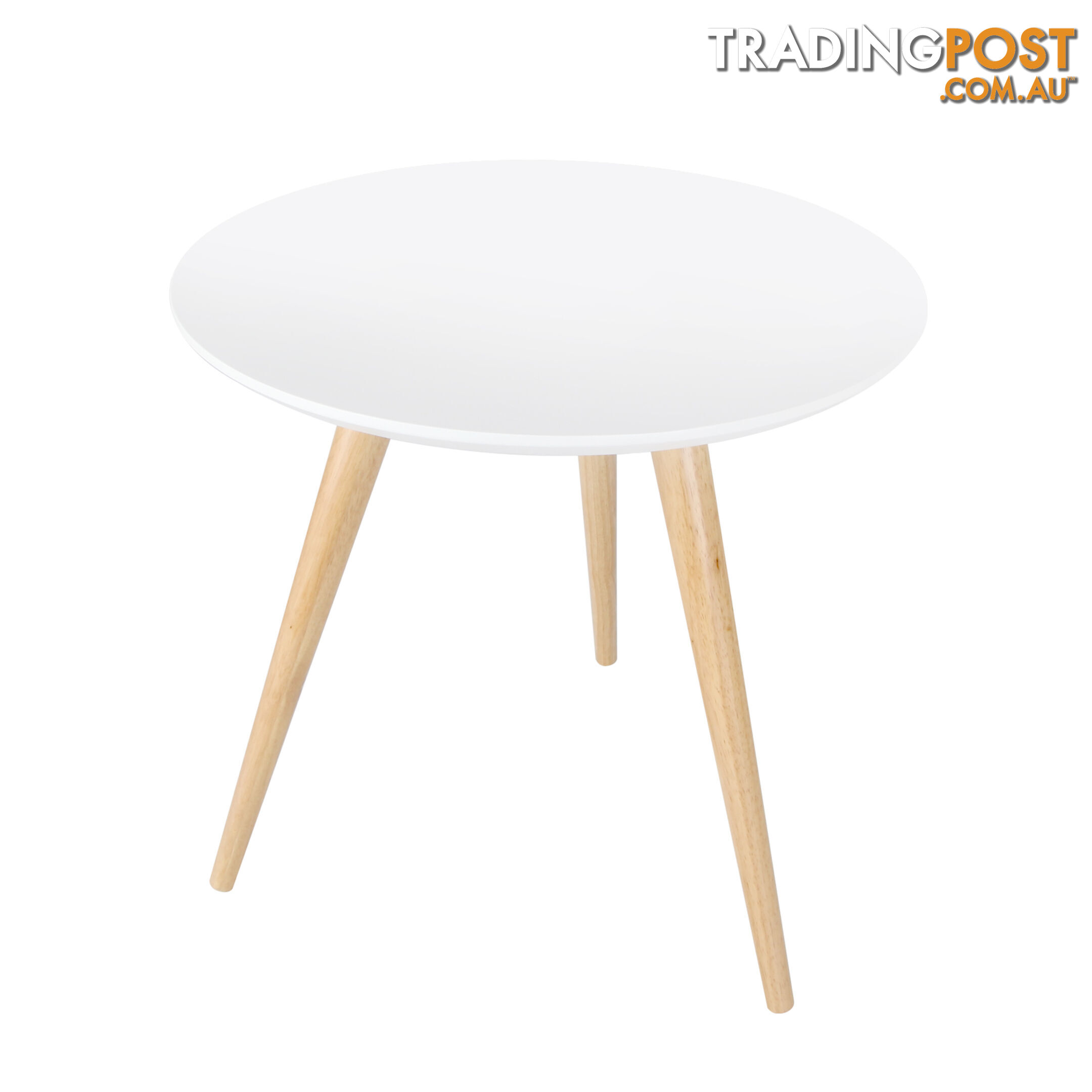 Round Bedside Coffee Table w/ Rubber Wood Legs